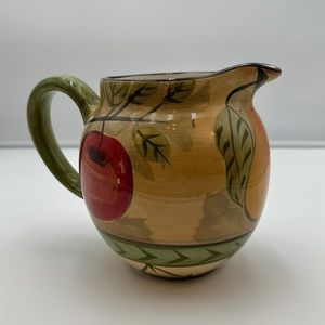 Culinary Arts Studio Collection Round Shaped Pottery Fruit Pattern Pitcher